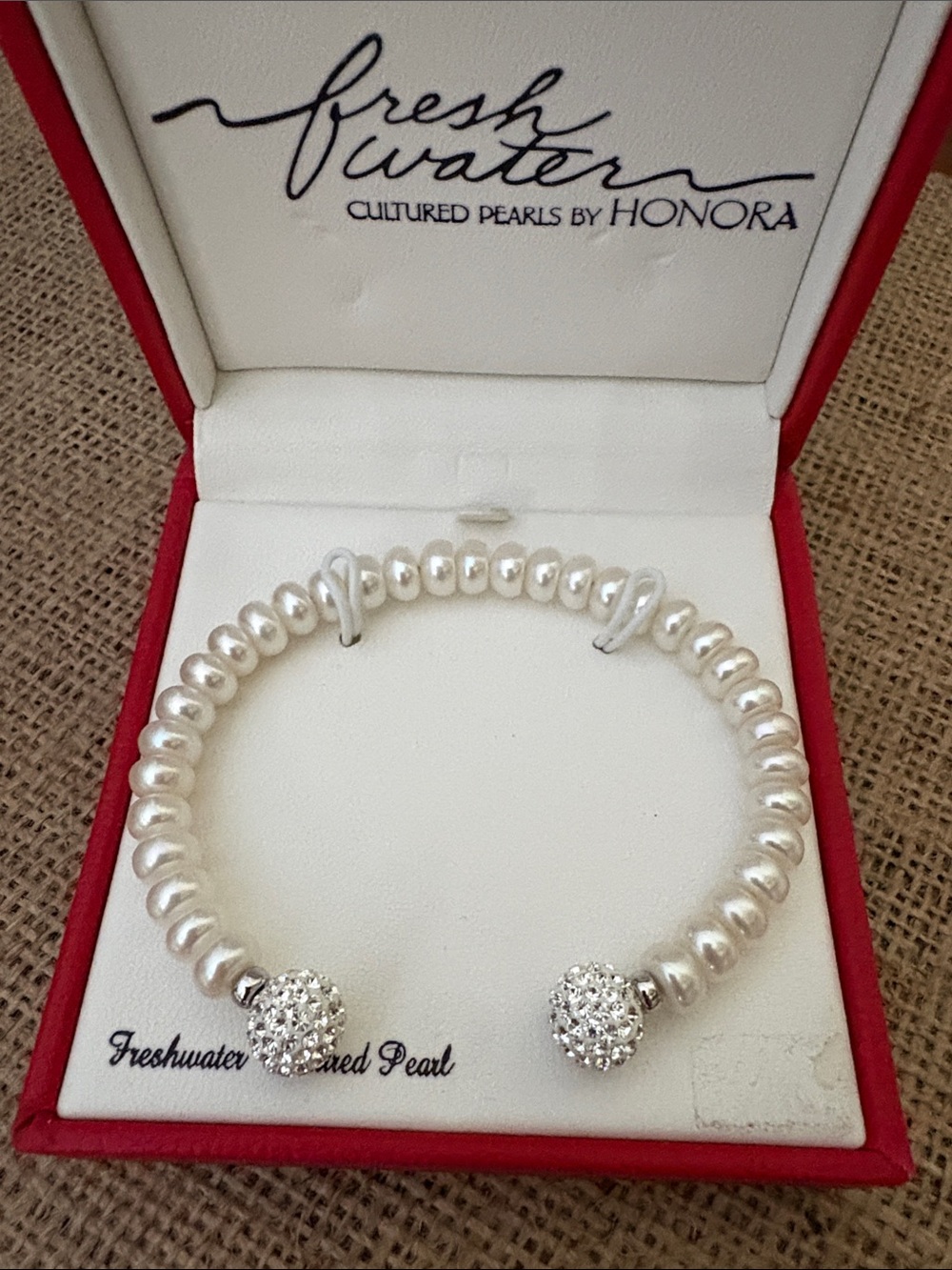 Honora Pearl Open Bangle Bracelet with Crystal End Caps